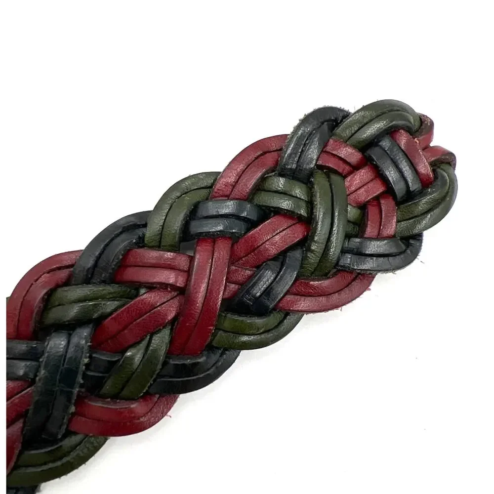 Vintage Lands' End Tricolor Woven Leather Belt 30